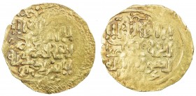 GREAT MONGOLS: Anonymous, ca. 1220s-1240s, AV dinar (2.63g), Bukhara, ND, A-B1967, nice strike, mint name below both the obverse and reverse field, do...