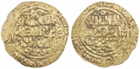 GREAT MONGOLS: Anonymous, ca. 1220s-1249s, AV dinar (5.60g), MM, AH6xx, A-A1967, citing the caliph al-Nasir li-din Allah on the obverse, the kalima on...