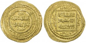 ILKHAN: Abu Sa 'id, 1316-1335, AV dinar (7.09g), Urdubad, AH726, A-2208F, type F, with the additional phrase qull Allahumma / malik al-mulk, "say, our...