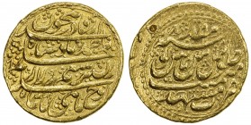 DURRANI: Ahmad Shah, 1747-1772, AV mohur (11.00g), Mashhad, year 8, A-3090, struck during the nominal reign of the Afsharid Shahrukh, but in the name ...