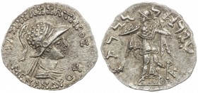 INDO-GREEK: Menander I Soter, ca. 155-130 BC, AR drachm (2.47g), Bop-16E, monogram right, gorgeous strike, attractive iridescent toning, bold AU.
Est...