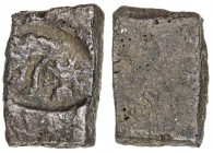 CENTRAL INDIA: Anonymous, 2nd century BC, AE rectangular unit (3.45g), Pieper-223 (this piece), elephant right, facing four-crescent symbol, uniface; ...
