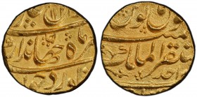 MUGHAL: Jahandar, 1712-1713, AV mohur (10.90g), Akbarabad, AH1124 year 1, KM-368.1, a superb lustrous example! PCGS graded MS65, ex Fuller Collection...