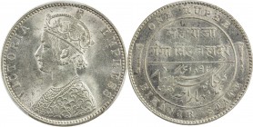 BIKANIR: Ganga Singh, 1887-1912, AR rupee, 1892, KM-72, with portrait of Queen Victoria, PCGS graded MS62.
Estimate: $200 - $300