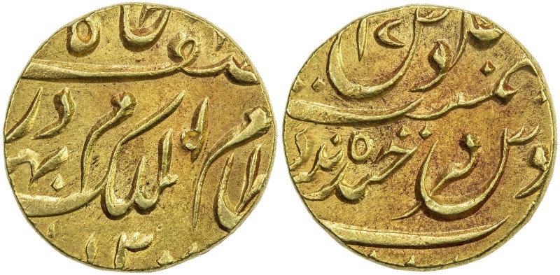 HYDERABAD: Mir Mahbub Ali Khan, 1868-1911, AV ashrafi (11.07g), Farkhunda Bunyad...