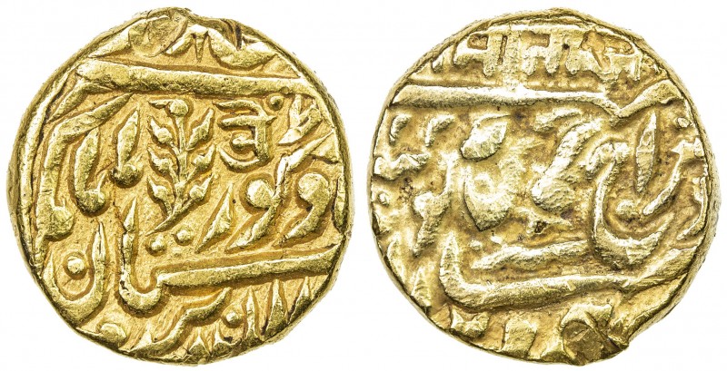 JODHPUR: Jaswant Singh, 1873-1895, AV mohur (10.91g), Jodhpur, ND/DM, KM-81, rem...
