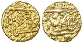 JODHPUR: Jaswant Singh, 1873-1895, AV mohur (10.91g), Jodhpur, ND/DM, KM-81, removed from jewelry, noticeable mainly on the reverse, VF.
Estimate: $6...