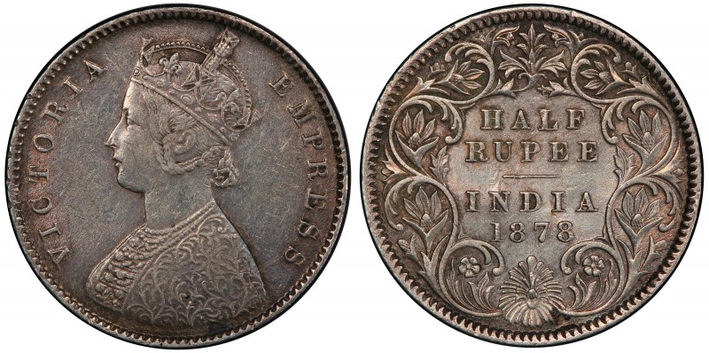 BRITISH INDIA: Victoria, Empress, 1876-1901, AR ½ rupee, 1878(c), KM-491, Prid-2...