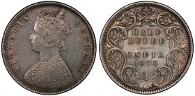 BRITISH INDIA: Victoria, Empress, 1876-1901, AR ½ rupee, 1878(c), KM-491, Prid-262, S&W-6.174, type A bust, type I reverse, the second-highest graded ...
