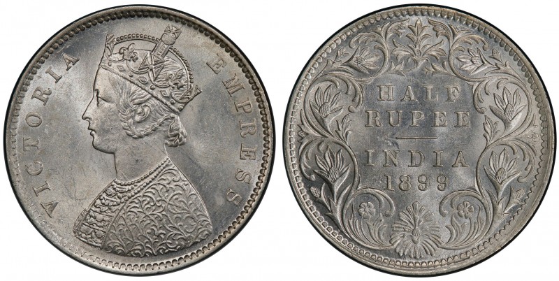 BRITISH INDIA: Victoria, Empress, 1876-1901, AR ½ rupee, 1899-B, KM-491, Prid-30...