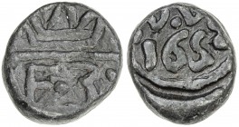 TRANQUEBAR: Frederik III, 1648-1670, lead kas (2.94g), 1652, KM-59, Jensen-135, crowned F3 // :D:B / 1652, thick narrow flan, full date, beautiful exa...