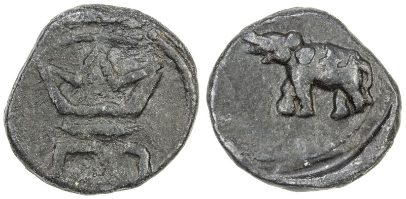 TRANQUEBAR: Frederik III, 1648-1670, lead kas (2.85g), ND, KM-79, Jensen-98, cro...