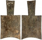 ZHOU: Spring and Autumn Period, 650-400 BC, AE spade money (24.49g), H-2.62, 50x95mm, Hollow Handle Square Shoulder Spade Money, mu in archaic script ...