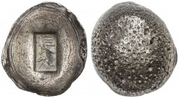 CHINA: AR 2 tael (liang) (36.62g), likely Yunnan Province cast silver ingot sycee, with two characters incuse, slightly light weight, on the commercia...