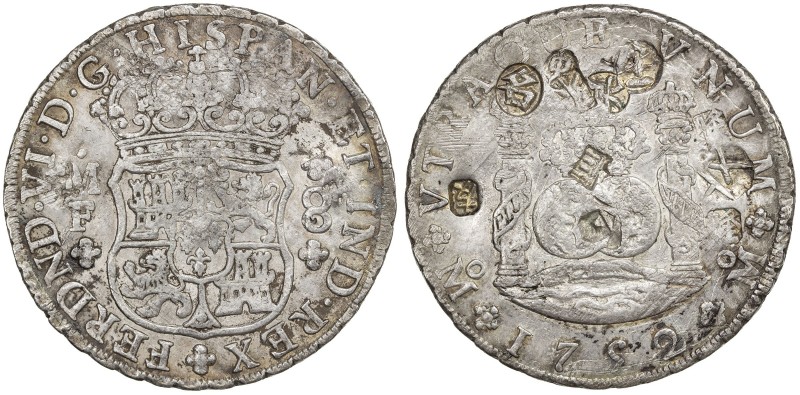 CHOPMARKED COINS: MEXICO: Fernando VI, 1746-1759, AR 8 reales, 1752-Mo, KM-104, ...