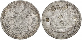 CHOPMARKED COINS: MEXICO: Fernando VI, 1746-1759, AR 8 reales, 1752-Mo, KM-104, assayer MF, 'pillar dollar ' or 'columnario ' type, several large Chin...