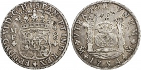 CHOPMARKED COINS: MEXICO: Fernando VI, 1746-1749, AR 8 reales, 1754-Mo, KM-104, assayer MF, with many small Chinese merchant chopmarks, VF.
Estimate:...
