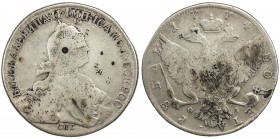 CHOPMARKED COINS: RUSSIAN EMPIRE: Catherine II, 1762-1796, AR rouble, St. Petersburg, 1774, Cr-67a.2, many small Chinese merchant chopmarks, VG-F, R, ...