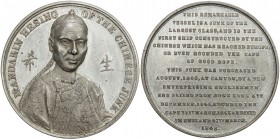 CHINA: white metal medal, 1848, BHM-2317, 45mm, medal by Thomas Halliday "Voyage of the Junk Keying", bust of Hesing, three-quarters right in mandarin...