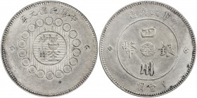 SZECHUAN: Republic, AR dollar, year 1 (1912), Y-456, L&M-366, Military Government issue, seal script character han at center, light surface hairlines,...