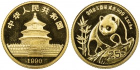 CHINA (PEOPLE 'S REPUBLIC): AV 25 yuan, 1990, KM-270, Fr-B6var, AGW 0.2500 oz, Panda on rock with bamboo, prooflike.999 fine, Choice Unc.
Estimate: $...