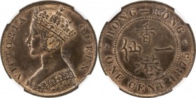 HONG KONG: Victoria, 1840-1901, AE cent, 1875, KM-4.1, variety with 14 pearls in left arch of crown, a lovely example, NGC graded MS64 RB.
Estimate: ...