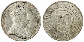 HONG KONG: Edward VII, 1901-1910, AR 50 cents, 1905, KM-15, AU.
Estimate: $200 - $300