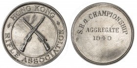 HONG KONG: AR medal (20.87g), 1940, 35mm, HONG KONG RIFLE ASSOCIATION around crossed rifles // hand engraved S.R. a CHAMPIONSHIP / AGGREGATE / 1940, h...