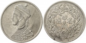 TIBET: AR rupee, Chengdu mint, ND (1902-11), Y-3, L&M-360, Szechuan-Tibet trade issue, small portrait of the Chinese emperor Guang Xu without collar, ...