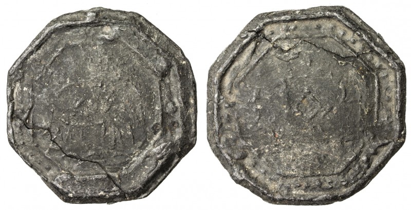 TENASSERIM-PEGU: Anonymous, 17th-18th century, octagonal large tin coin, cast (7...