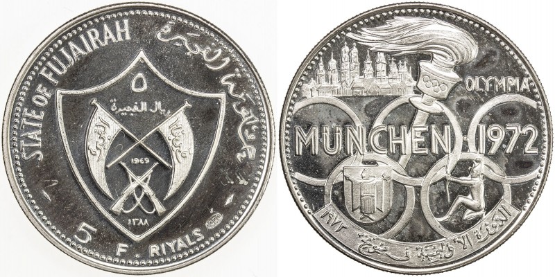 FUJAIRAH: Muhammad bin Hamad al-Sharqi, 1952-1974, AR 5 riyals, 1970/AH1389, KM-...
