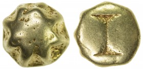 JAVA: Kingdom of Sailendra, ca. 800-950, AV unit (19.18g), unusual large cast gold ingot with hour glass punch, VF.
Estimate: $300 - $500