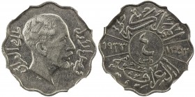 IRAQ: Faisal I, 1921-1933, nickel 4 fils, 1933/AH1352, KM-97, two-year type, NGC graded MS61.
Estimate: $300 - $500