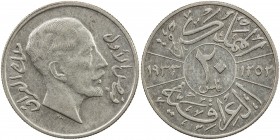 IRAQ: Faisal I, 1921-1933, AR 20 fils, 1933/AH"1252", KM-99, Y-5, die engraver 's error with the Hijri date of 1252 instead of 1352, lustrous with som...