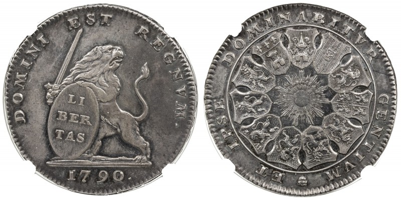 AUSTRIAN NETHERLANDS: Possession, AR 3 florins, 1790, KM-50, Dav-1285, Insurrect...