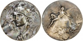 FRANCE: Republic, AR medal (159.5g), ND (1899), Maier-223, 68mm unissued silver award medal of Orpheus struck for the Universal Exhibition of 1900 in ...
