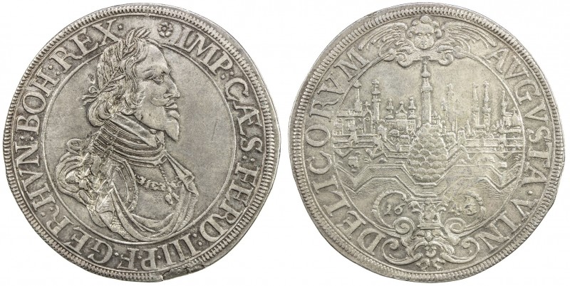 AUGSBURG: Free City, AR thaler (29.03g), 1643, KM-77, Dav-5039, tiny scratch in ...