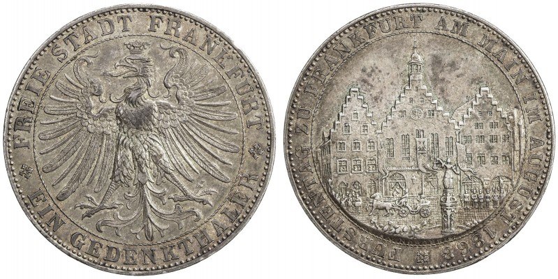FRANKFURT AM MAIN: Free City, AR thaler, 1863, KM-372, Dav-654, J-52, commemorat...