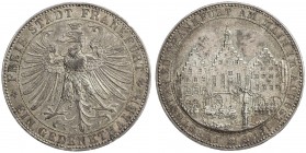 FRANKFURT AM MAIN: Free City, AR thaler, 1863, KM-372, Dav-654, J-52, commemorating the Assembly of Princes in August of 1863, parade scene outside of...