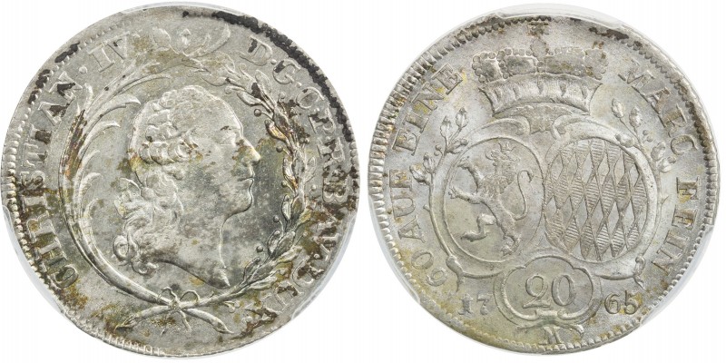 PFALZ-BIRKENFELD-ZWEIBRÜCKEN: Christian IV, 1735-1775, AR 20 kreuzer, 1765, KM-4...