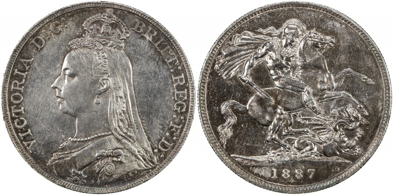 GREAT BRITAIN: Victoria, 1837-1901, AR crown, 1887, KM-765, Spink-3921, hairline...