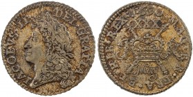 IRELAND: James II, 1685-1691, AE halfcrown, 1690 May, KM-95, Spink-6580CCC, Timmins-TB30sM-5E, struck at Limerick with wider, flatter bust, may have a...