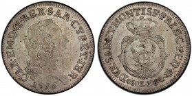 SAVOY: Carlo Emanuele III, 1730-1773, AR 7 soldi 6 denari, 1756, KM-44, a lovely quality example! PCGS graded MS64.
Estimate: $125 - $175