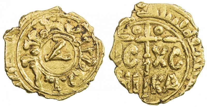 SICILY: Tancred, 1189-1194, AV tari (0.92g) (Messina), Spahr-134, Spinelli-XVII:...