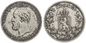 NORWAY: Oscar II, 1872-1905, AR 2 kroner, 1902, KM-359, EF.
Estimate: $200 - $300