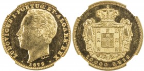PORTUGAL: Luiz I, 1861-1889, AV 10000 reis, 1879, KM-520, Gomes-L1.17.04, prooflike, though not noted on label, NGC graded MS62+.
Estimate: $1000 - $...