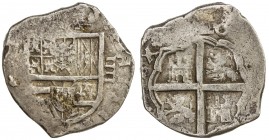 SPAIN: Felipe III, 1598-1621, AR 4 reales (13.65g) (16)20, KM-33, cob issue, with most of shield and all of cross visible, some of margins weakly stru...
