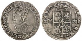 SWEDEN: Karl IX, as king, 1604-1611, AR 4 öre (2.09g), 1607, KM-21, SM-65a, nice full strike, a few tiny scratches in left obverse field, "Jehovah" in...