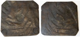 SWEDEN: Frederick I, 1720-1751, AE 4 daler, Avesta, 1727, KM-PM74, Ahlström-190, 250x237mm, "plate money" (plåtmynt), corner stamps have crowned FRS l...