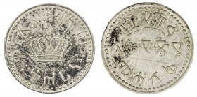 ETHIOPIA: Menelik II, 1889-1913, AR 2 mahaleki (2.58g), Harar, EE1885 (1893), KM-—, pattern type, menelik negusa negast in Amharic around crown // dat...